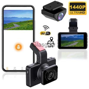 DVR de voiture Dash Cam Caméra de vue avant et arrière 1440P Enregistreur vidéo WiFi GPS Voiture DVR Dashcam Vision nocturne Moniteur de stationnement Auto Black Box x0804 x0804