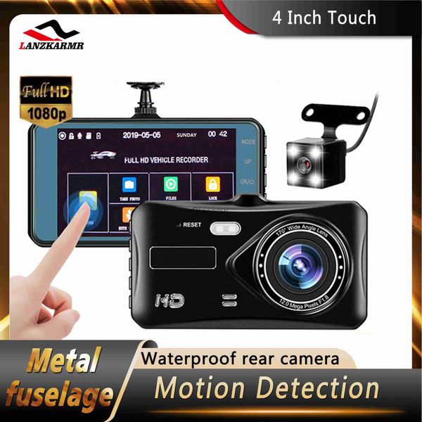 DVR para automóvil Dashcam DVR para automóvil Full HD 1080P Videocámara de 4 pulgadas Pantalla táctil IPS 170 G Sensor Lente dual WDR Visión nocturna Grabadora de video automática x0804 x0804