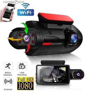 DVR de voiture Caméra de tableau de bord à double objectif pour voitures Boîte noire Enregistreur vidéo HD 1080P avec WIFI Vision nocturne Capteur G Enregistrement en boucle Dashcam Caméra Dvr de voiture Q231115