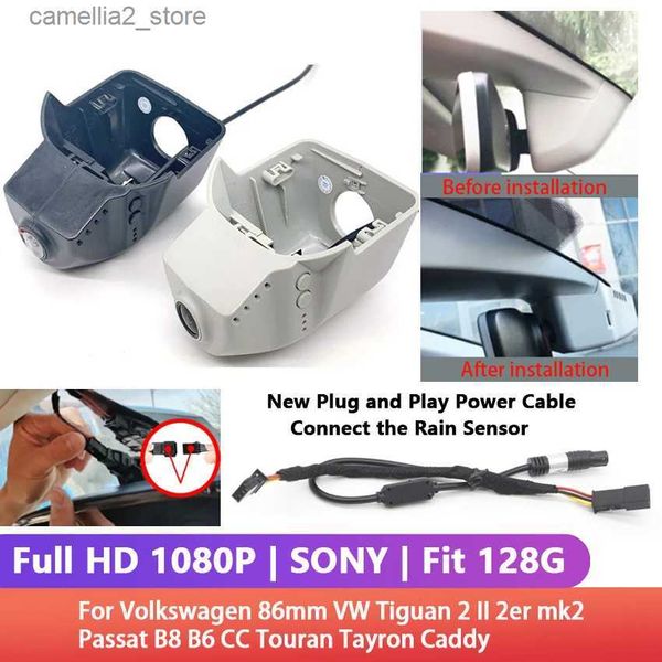 DVR de voiture facile à installer DashCam pour 77mm VW Tiguan 2 II 2er mk2 Passat B8 CC Touran Tayron Caddy Golf double objectif 1080P voiture Dvr Q231115