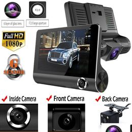 Auto DVRS Originele 4 Auto DVR Camera Video Recorder Achteraanzicht Registrator ITH Twee camera's Dash Cam DVRS Dual Lens Nieuw aankomst Drop Deli Dhlze