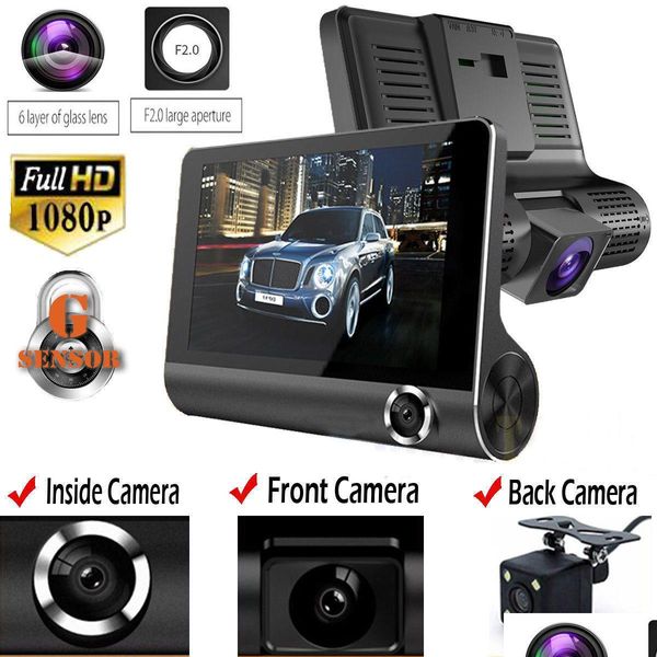 Car Dvrs Original 4 voiture Dvr caméra enregistreur vidéo vue arrière enregistreur avec deux caméras Dash Cam Dvrs double objectif nouvelle arrivée Drop Delive Dh6Uy