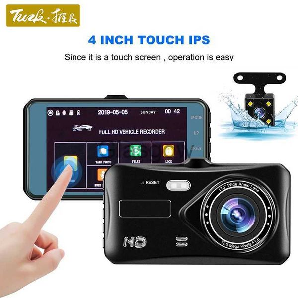 DVR para automóvil TUZK Dash Cam Cámara delantera y trasera CAR DVR Grabadora de video para automóvil Vehículo Black Box FULL HD 1080P Night Vision Driver Recorder x0804 x0804