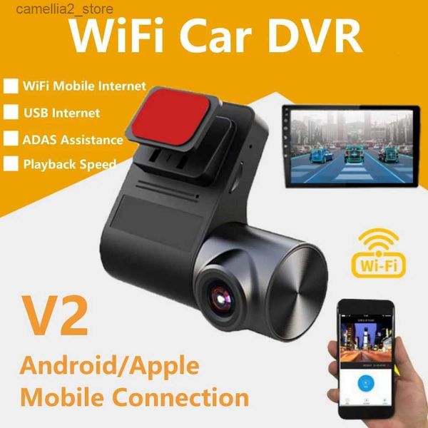 DVR de voiture V2 WiFi caméra de voiture Dash Cam voiture DVR FHD 1080P Dash caméra enregistreur de conduite boîte noire Vision nocturne Dashcam camara para vehiculo Q231115