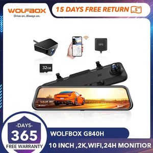 Auto DVRS Wolfbox WiFi achteruitkijkings dashboard Cam G840H 12inch voor en achter WiFi Dashcam WDR 2K 140fov Wolfbox WiFi CAR DVR Super Night Visionl2312.14