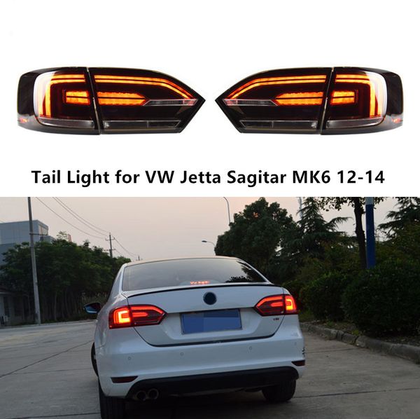 Feu arrière de clignotant dynamique de voiture pour VW Jetta Sagitar LED feu arrière 2012-2014 MK6 feu arrière de frein de course antibrouillard