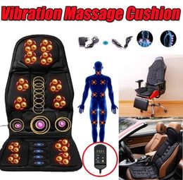 Coussin de chaise de massage électrique de voiture chauffant vibrant masseur de dos coussin de chaise soulagement de la douleur lombaire de bureau à domicile avec télécommandes 8758089