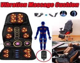 Coussin de chaise de massage électrique de voiture chauffant vibrant masseur de dos coussin de chaise soulagement de la douleur lombaire de bureau à domicile avec télécommandes 4861187