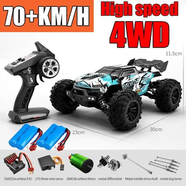 Coche ElectricRC Coche Rc Coche Off Road 4x4 Alta Velocidad 75KMH Coche de Control Remoto con Faro LED Sin Escobillas 4WD 116 Monster Truck Juguetes para