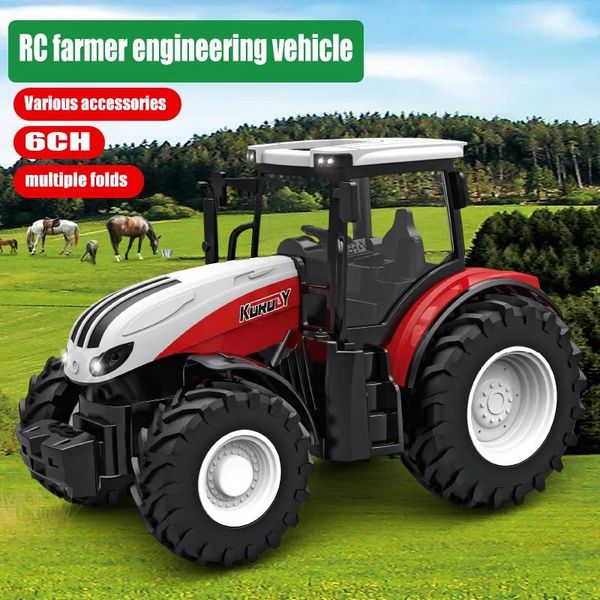 Car Cart Tracteur Car Car Electricrc Car RC With LED Headlight Farm Toys 24 GHz 124 Télécommande Simulator de culture de camion pour enfants G garçon G