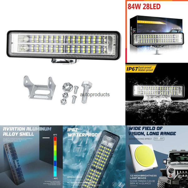 Électronique de voiture 84W barre de lumière de travail de voiture barre de LED 4x4 28LED barre de lampe de travail tout-terrain SUV ATV tracteur bateau camion pelle 12-60V LED faisceau combiné d'inondation de tache