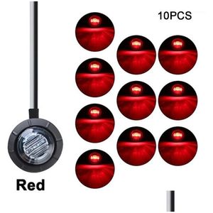 Auto Noodverlichting 10 Stuks Waterdichte 3Led 3/4 Ronde Trailer Zijmarkering Geel Wit Rood Voor Vrachtwagens Opruiming Truck richtingaanwijzer Lamp1