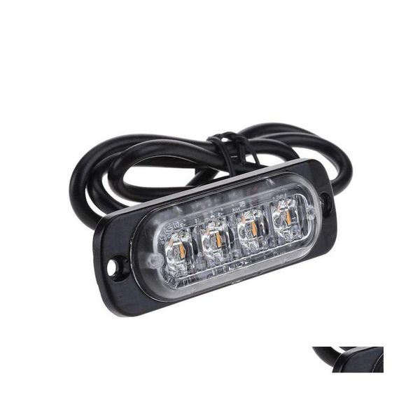 Lumières de secours de voiture 4 LED marqueur latéral Trathin pour camions lampe flash stroboscopique clignotant voyant d'avertissement livraison mobile motos Dhjwm