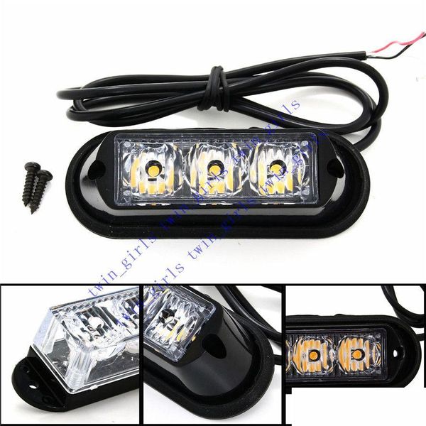 Lumières de secours de voiture DC 12V 3W étanche 3 LED camion flash stroboscopique BB lumière livraison mobile motos accessoires d'éclairage DH5Zq