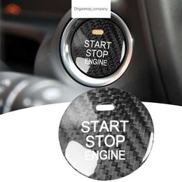 Couvercle de bouton de démarrage de moteur de voiture pour Mazda Axela CX-3 CX-5 CX-8 MX-5 couvercle de bouton en Fiber de carbone bande de garniture de bouton intérieur