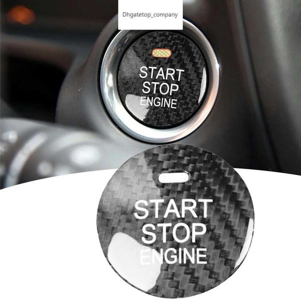 Cubierta de botón de arranque de motor de coche para Mazda Axela CX-3 CX-5 CX-8 MX-5 cubierta de botón de fibra de carbono tira de ajuste de botón Interior