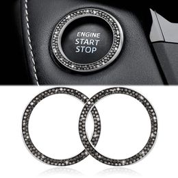 Accesorios de parada de arranque de motor de coche, pegatina de anillo de diamantes de imitación, anillos de diamante para decoración Interior de BMW BENCar, 2 unids/set