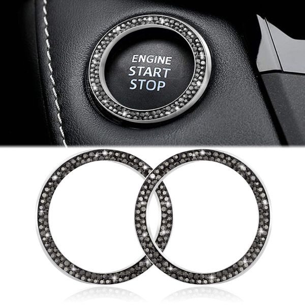 Accessoires de démarrage et d'arrêt de moteur de voiture, anneau autocollant en strass, anneaux en diamant pour BMW BENCar, décoration intérieure 2 pièces/ensemble