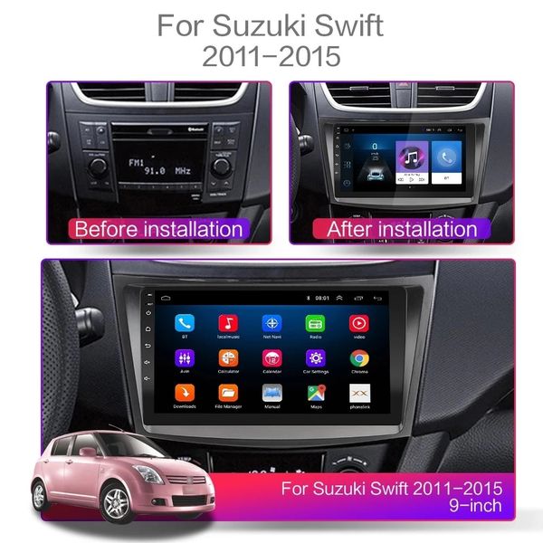 Système de Navigation GPS de divertissement vidéo de voiture pour SUZUKI SWIFT Ertiga 2016-4 Core Android 16G BT lecteur Audio WIFi