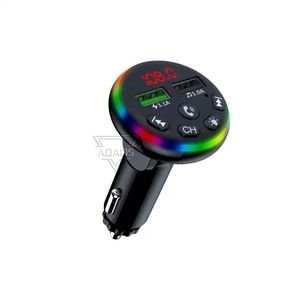 Transmetteur FM F13 BT 5.0 pour voiture, double USB, chargeur de voiture, appel mains libres, 7 couleurs, rétroéclairage LED, Radio sans fil, lecteur MP3, adaptateur de voiture