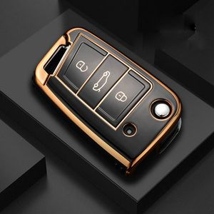 Car Flip Key Case Couper Accessoires d'accessoires pour VW Volkswagen Skoda Seat Golf Polo