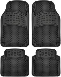 Tapis de sol de voiture en caoutchouc toutes saisons 4pc Set semi-personnalisé Heavy Duty Noir