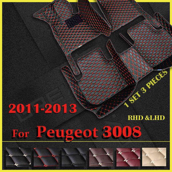 Alfombrillas de coche para Peugeot 3008 2011 2012 2013 almohadillas de pie de coche personalizadas W220328