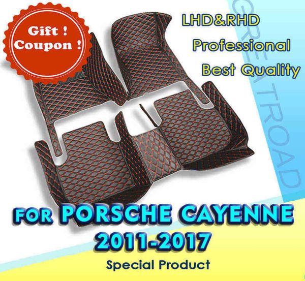 Mattes de plancher de voiture pour Porsche pour Cayenne 2011 2012 2013 2014 2015 2017 2017 Auto-pied Auto Foot Pads Automobile Accessoires intérieurs H26344556