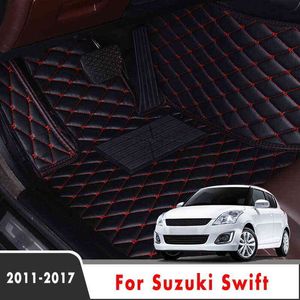 Tapis de sol de voiture pour Suzuki Swift 2017 2016 2015 2014 2013 2012 2011 Tapis de voiture personnalisés Housses en cuir Style intérieur Protéger H220415