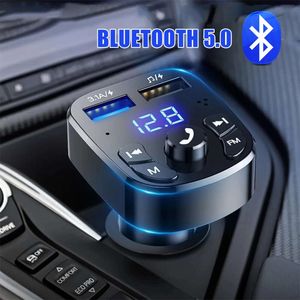 Auto FM -zender Bluetooth 5.0 Handsfree Car Kit Audio Mp3 Modulator 2.1a Player Audio Receiver 2 USB Fast Charger voor iPhone