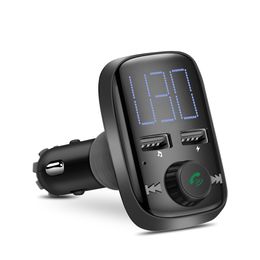 Transmisor FM para coche manos libres Bluetooth Kit de coche Radio FM modulador Bluetooth Aux entrada/salida cargador USB para Redmi