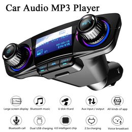 Auto FM-zender Draadloze Bluetooth Handsfree Auto Kit Aux Modulator MP3-speler TF Dual USB 2.1A Power ON OFF Display Audio 308d