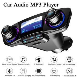 Transmetteur FM de voiture sans fil Bluetooth mains libres Auto Kit modulateur Aux lecteur MP3 TF double USB 2.1A mise sous tension affichage Audio