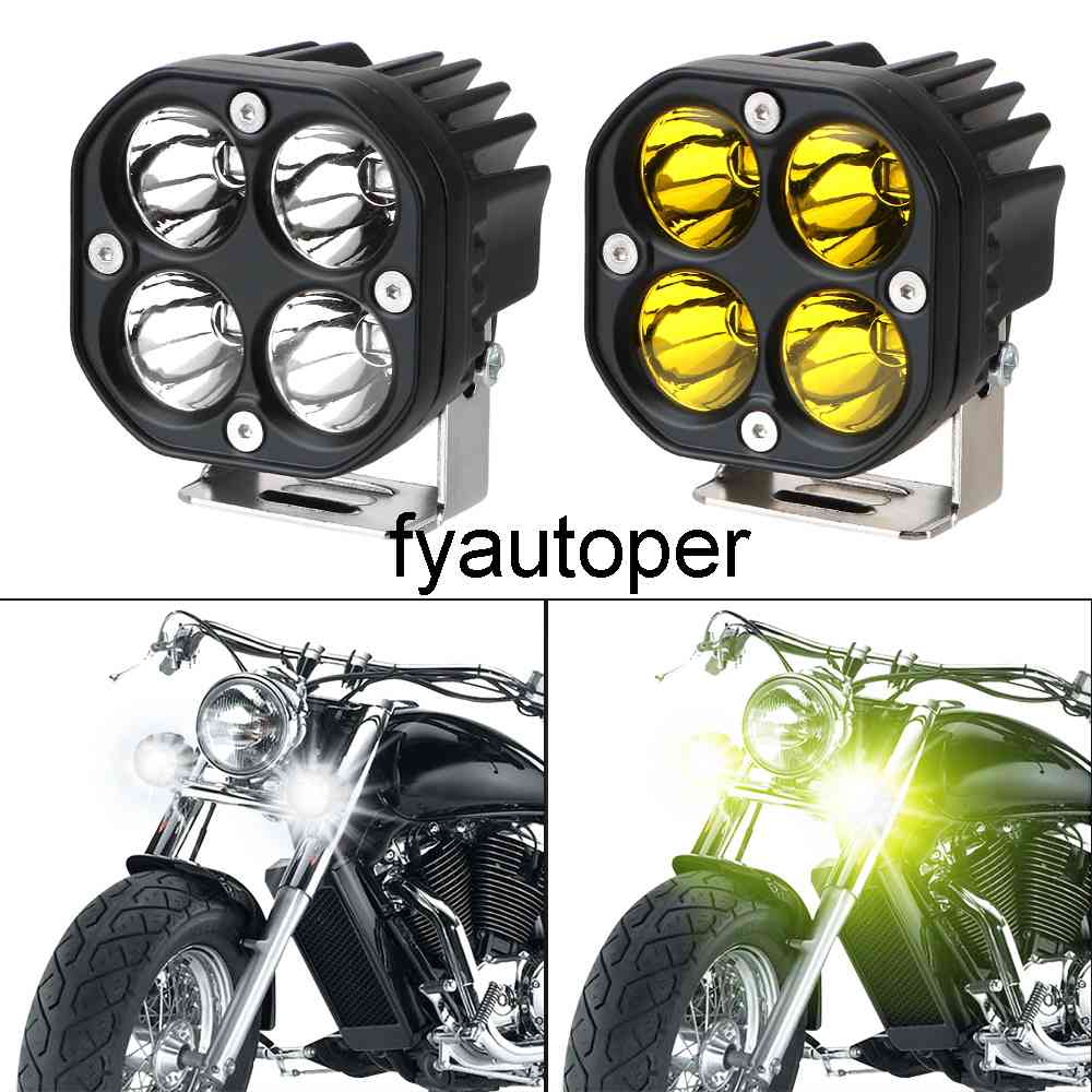 Bil dimma lampa Vit / gul 3 tum LED-arbetslampa Fyrkantig strålkastare för 4x4 offroad traktorer motorcykel körljus