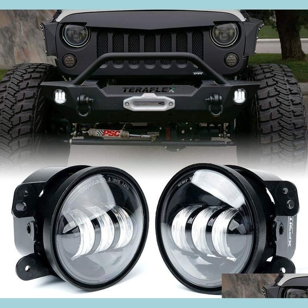 Luces antiniebla para automóviles Luces antiniebla LED de 4 pulgadas para Jeep Wrangler Jk Jku Tj Lj Jl Gladiator Edition Rub Sahara Dodge Chrysler Cherokee Drop Del Dhxcf