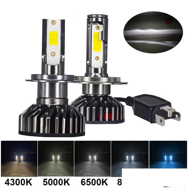 Phares antibrouillard de voiture 12V, phare H4 LED 3000K 4300K 5000K 6500K 8000K 25000K 9005 9006 LED Bb Drop Delivery Mobiles Motos L Dh6En