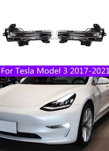 Feux antibrouillard avant de voiture pour modèle 3 20 17-2021 Tesla mise à niveau LED pièces de feux de jour clignotants antibrouillard DRL accessoires d'objectif de projecteur
