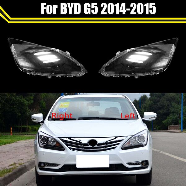 Coque de phare avant de voiture en verre, couvercle de phare Transparent, abat-jour, étui de lentille, capuchons de lampe pour BYD G5 2014 2015