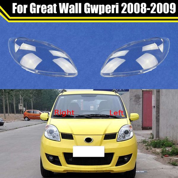 Faro delantero de coche, linterna para cabeza, pantalla, cubierta de lámpara, carcasa de lente de cristal para Great Wall Gwperi 2008 2009, cubierta de faro