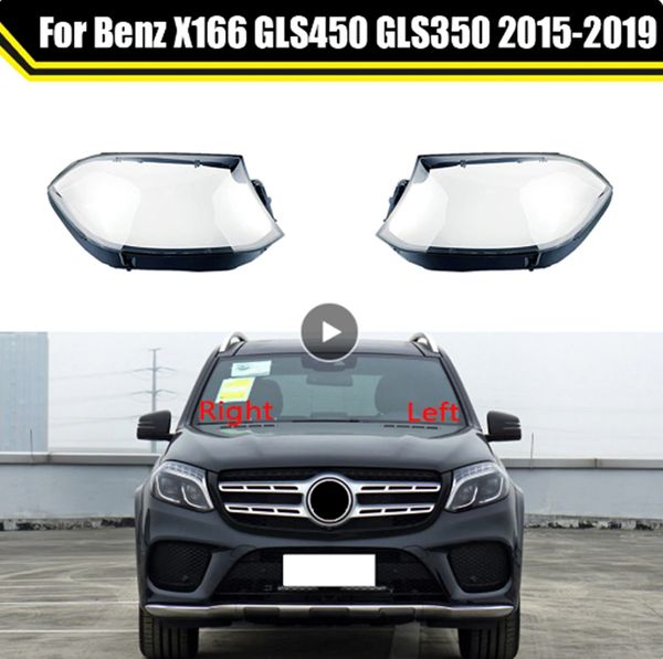 Coque de phare avant de voiture, abat-jour automatique, pour mercedes-benz X166 GLS450 GLS350 2015 ~ 2019, couvercle de phare, étui de lentille en verre