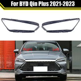 Cubierta de faro delantero de coche para BYD Qin Plus 2021 2022 2023, máscaras transparentes para faros, pantalla de cristal, tapas de luz