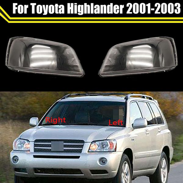 Cubierta de faro delantero de coche para Toyota Highlander 2001 2002 2003, cubierta de lámpara, linterna para cabeza, carcasa de lente de cristal