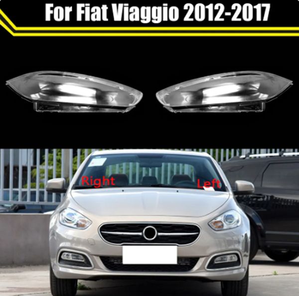 Cubierta de faro delantero de coche, cubierta de lámpara transparente para Fiat Viaggio 2012 ~ 2017, máscara de pantalla de cristal para lente de coche