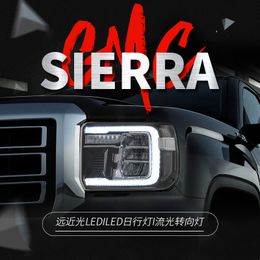 Phare avant de voiture pour GMC Sierra 1500 2014 – 2018, phare réfléchissant, Style bol, lentille de clignotant dynamique