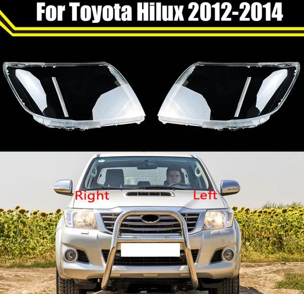 Faro delantero de coche, faro de cristal, pantalla transparente, cubierta de lente de carcasa, tapas de luz automáticas para Toyota Hilux 2012-2014