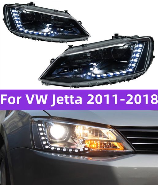 Lámpara delantera de coche para faros Jetta 2011-20 18 LED DRL luz de circulación diurna señal de giro Luz De Carretera piezas de automóvil