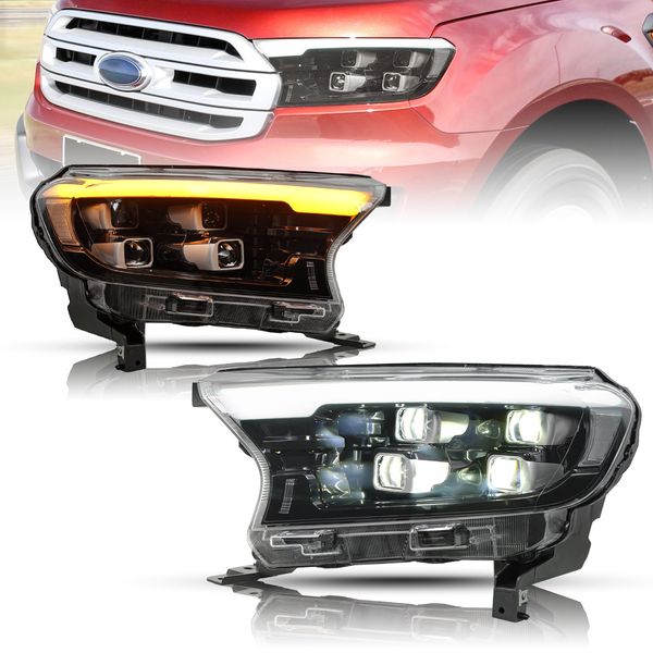 Luces delanteras del automóvil para Ford Ranger Floor 20 16-20 17 Everest LED completo DRL Dynamic Girning Lamm Light Flights