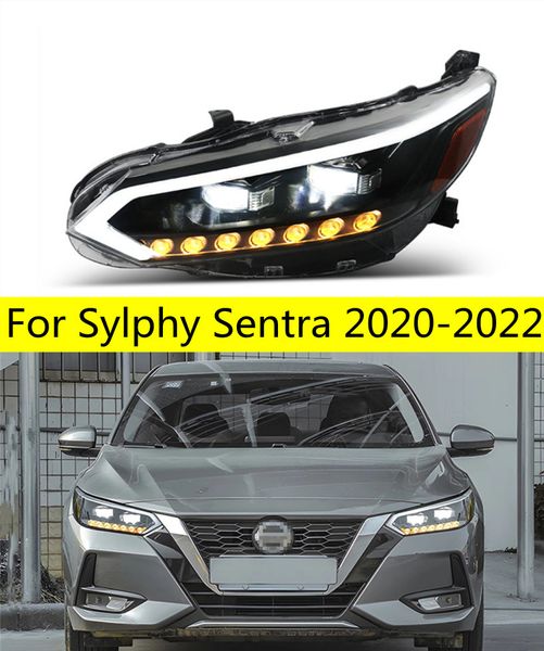 Luz delantera de coche para Sylphy 20 20-2022 Sentra LED conjunto de faros delanteros de coche actualización lente de proyector lámpara dinámica herramientas Kit de accesorios