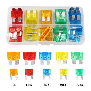 Fusible de voiture 50/80/180pcs 5/10/15 / 20/30A Auto Small and Medium Blade Fuse Motorcycle Boat Truck Automotive Blade Fuse Assortiment