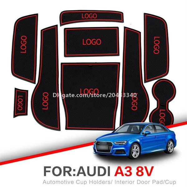 Alfombrilla para ranura de puerta de coche posavasos de agua alfombrillas antideslizantes interiores para Audi A3 2013-2019287s